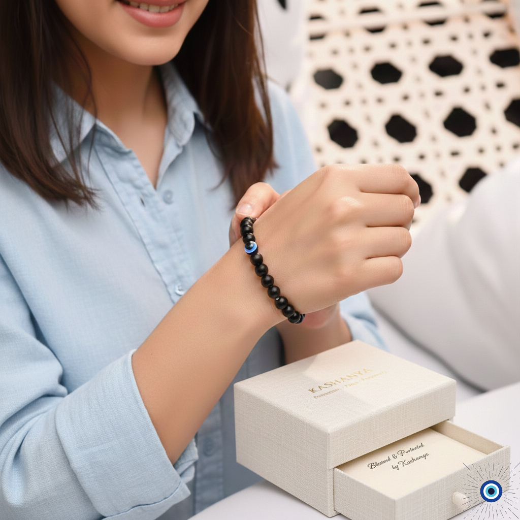 Kashanya Evil Eye Bracelet with Black Obsidian